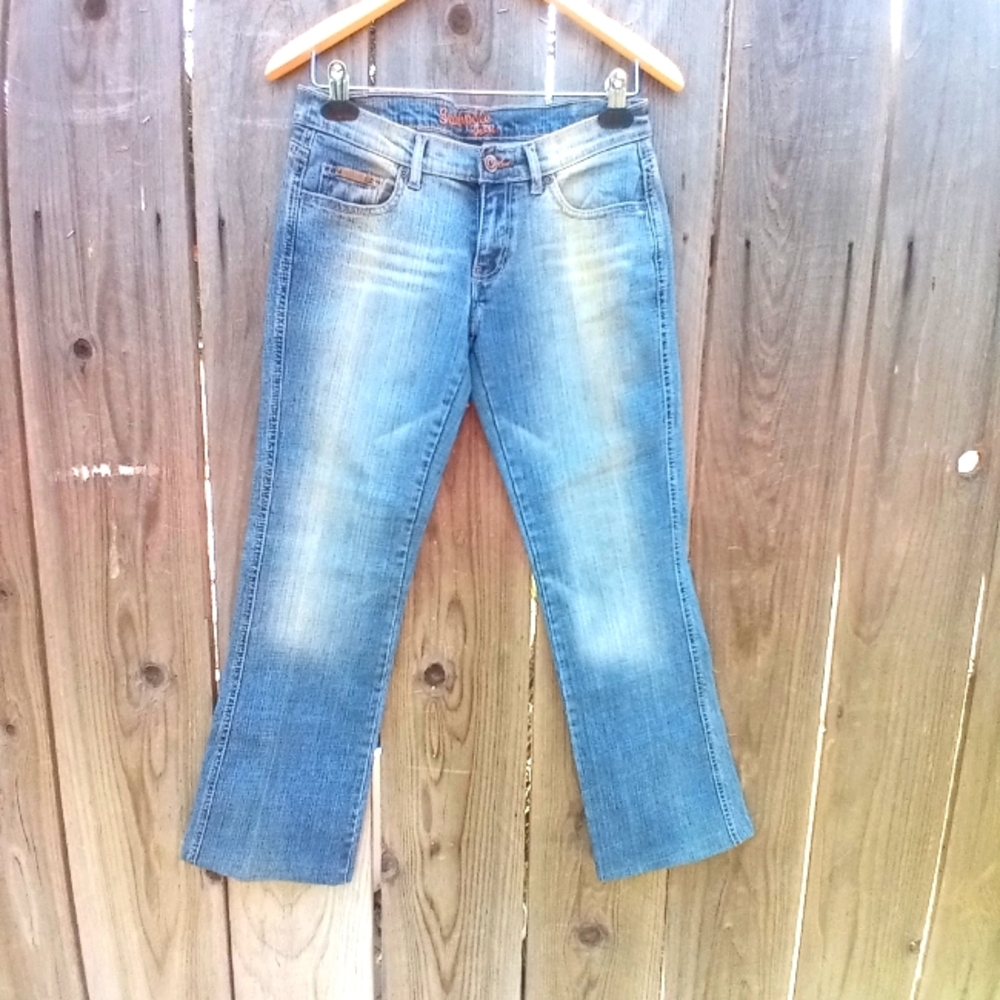 Southpole Pants Womens Size 5 Low Rise Bootcut Light Wash Blue Denim 5 pockets